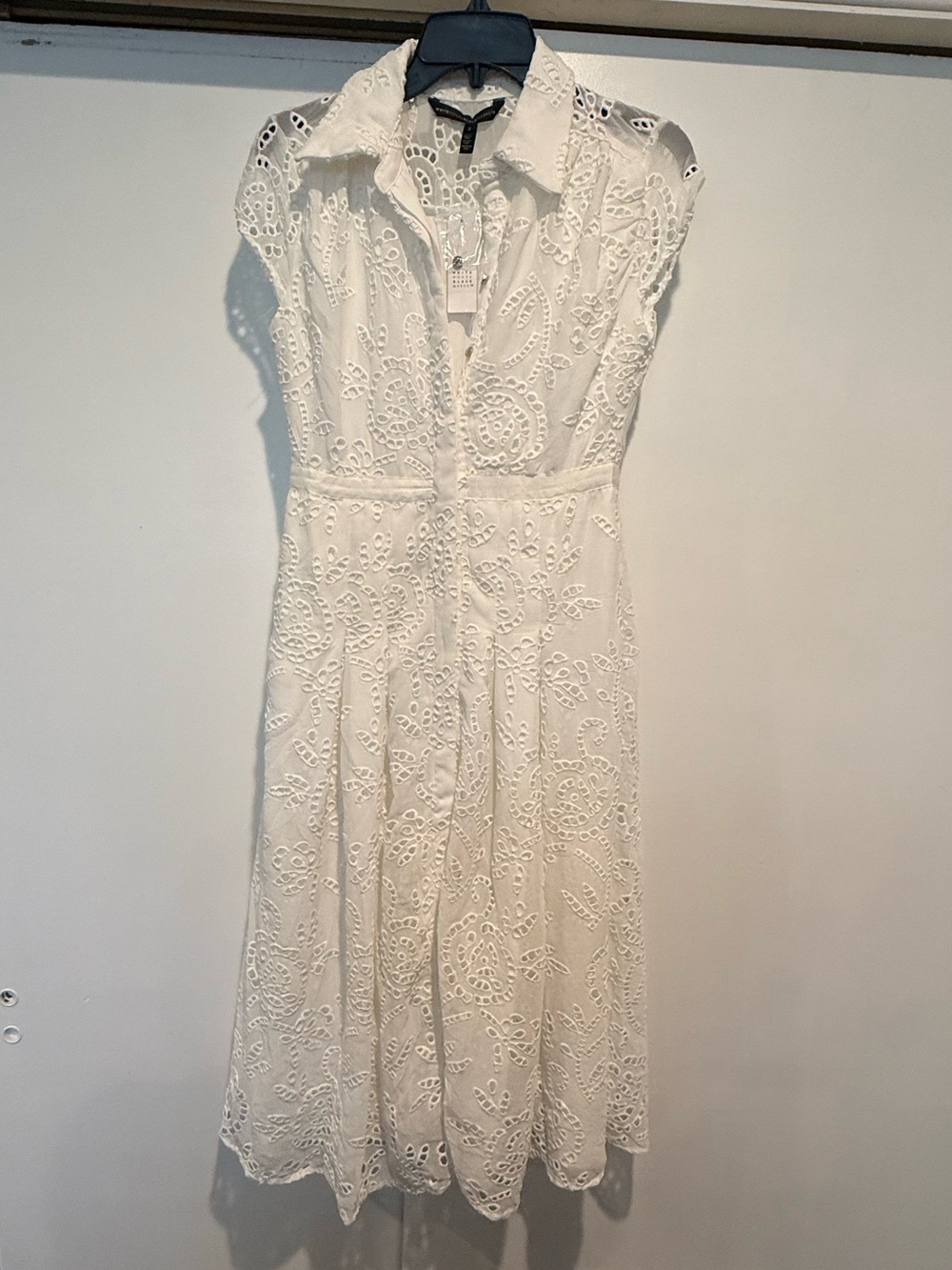 WHBM White Eyelet Shirt Dress